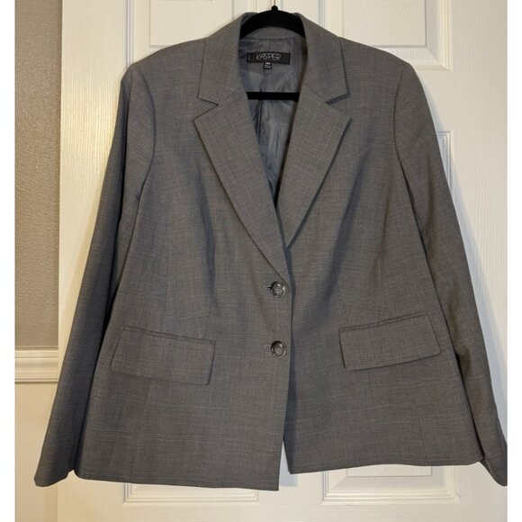 Kasper Separates Suit Jacket Blazer 14W Gray 2 Button Stretch Polyester NEW - Picture 9 of 12